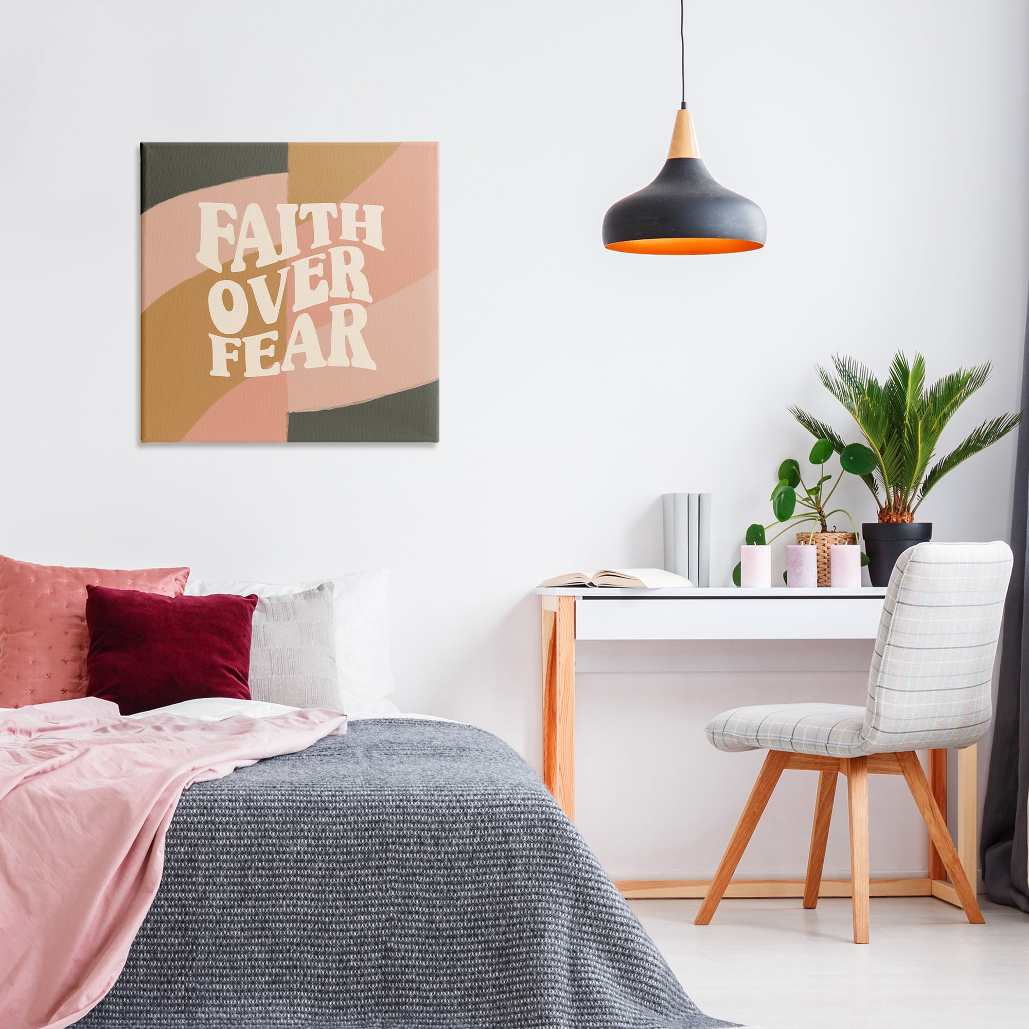 Stupell Industries Faith Over Fear Religious & Spiritual Painting Wrapped Canvas Art Print Wall Art, 30 x 30