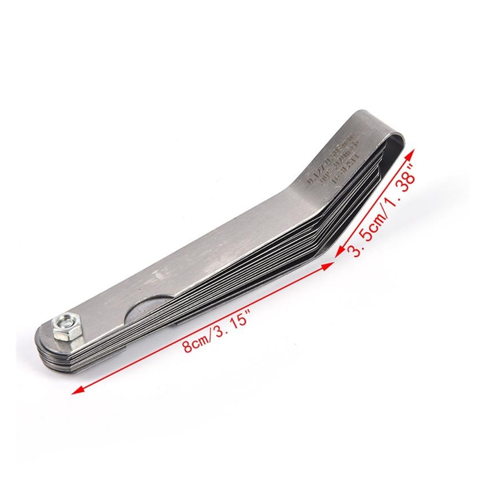 1 Set For 16 Blades Feeler Gauge 0.05 To 1mm Thickness Curved Stainless Steel Gap Metric Filler Feeler Gauge ,Easy to Use
