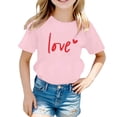 thumbnail image 4 of VNKIDY Boys Girls TShirts Unisex Kids Valentines Letter Graphic Tees Short Sleeve Crewneck Pullover Top For Summer Casual Daily Wear Lovely Top Pink 4-5 Years, 4 of 4