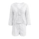 thumbnail image 3 of MKLEKYY conjunto Corto de Dos Piezas de Encaje Ajustado para Mujer, Top y Pantalones Cortos Sexis con Cuello En V y Mangas Acampanadas, Trajes de Fiesta con Bordado Suave y Hueco, 3 of 4