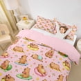 thumbnail image 2 of Erosebridal Kawaii Capybaras Queen Duvet Cover Set,Cute Animal Capybara Rainbow Stars Pattern Bedding For Kids Teens ,Reversible Pink 3-Piece,No Comforter, 2 of 6