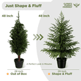 thumbnail image 5 of OLIVIVI 4FT Artificial Cedar Tree, Real Touch Faux Cedar Topiary, Tall Indoor Outdoor Fake Evergreen Plant for Living Room, Entryway, Office Decor 2 Pack, 5 of 9