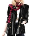 thumbnail image 1 of Lovzfmll Women's Velvet Blazer, Relaxed Fit Double Breasted Button Front Black, L, 1 of 4