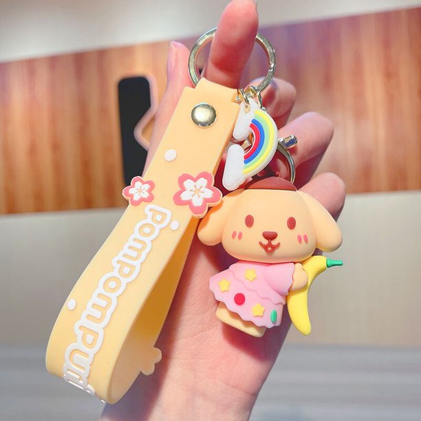Kawaii Sanrio llavero lindo dibujos animados Hello Kitty Cinnamoroll Kuromi muñeca colgante mochila decoración coche llavero joyería regalos xuanjing unisex