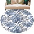 thumbnail image 2 of Summer Watercolor Style Round Living Room Rugs 5 ft, Blue Ocean Starfish Coral Washable Area Rug with Non-Slip Sturdy Edge Binding Round Carpet for Entryway Kitchen Bedroom Bathroom, 2 of 9