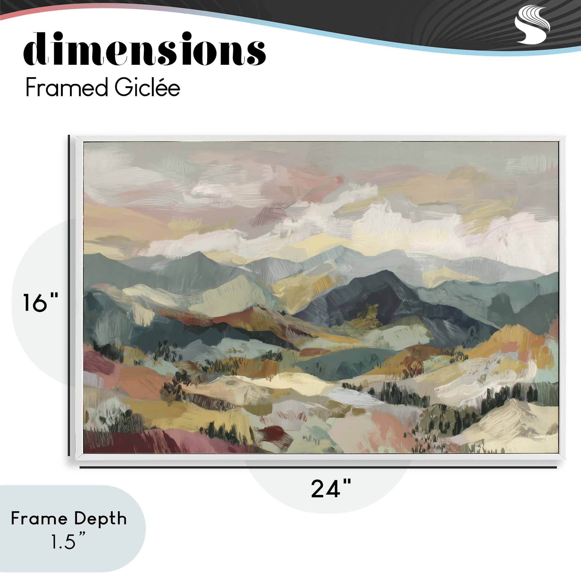 Stupell Industries Mountain Valley Vista White Framed Giclee Art, design by Chromatic Storm Studio