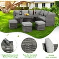 thumbnail image 4 of AECOJOY 7 Piece Patio Conversation Set,  Outdoor Sectional Sofa Rattan Wicker Dining Furniture, Gray, 4 of 8