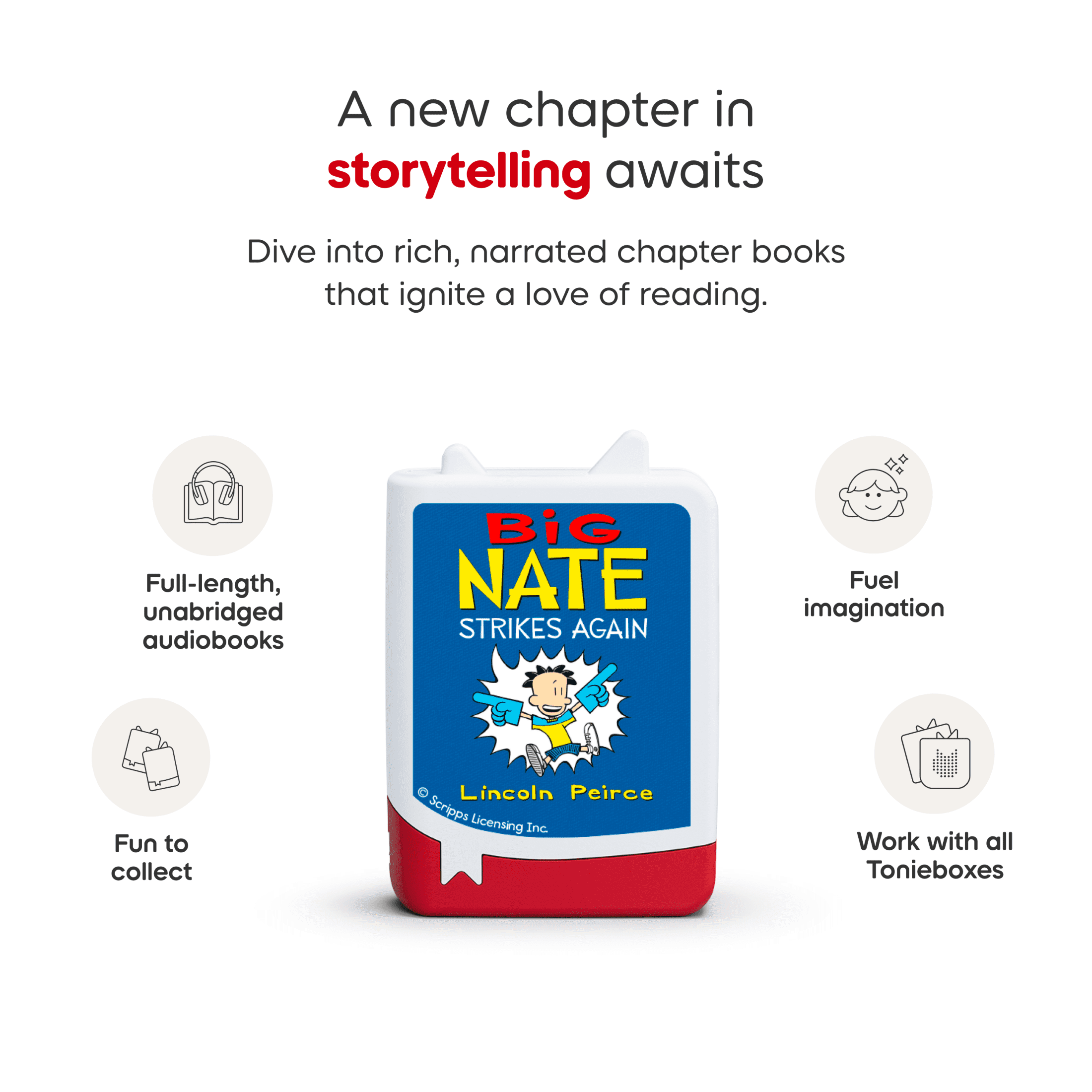 tonies Big Nate Audio Audiobooks Set, 4 Pack, Age Group 8+
