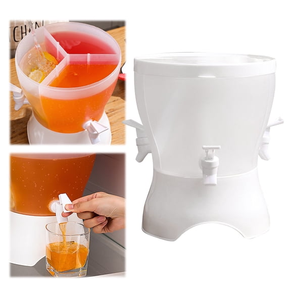 Clearance Under $20 Beverage Dispenser For Fridge Rotating Plastic Drink Dispenser With Spigot 3Grids Cold Kettle Refrigerator Iced Lemonade Container