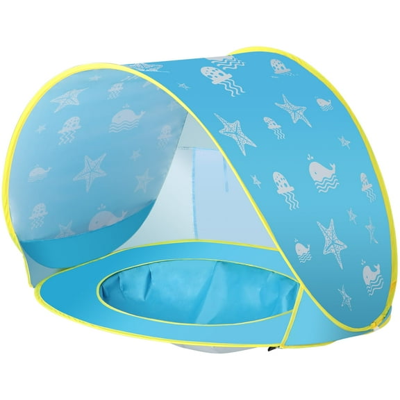 Wilwolfer Baby Beach Tent for Toddlers Blue Pop up Beach Toys Sun Shelter UV Protection Shade