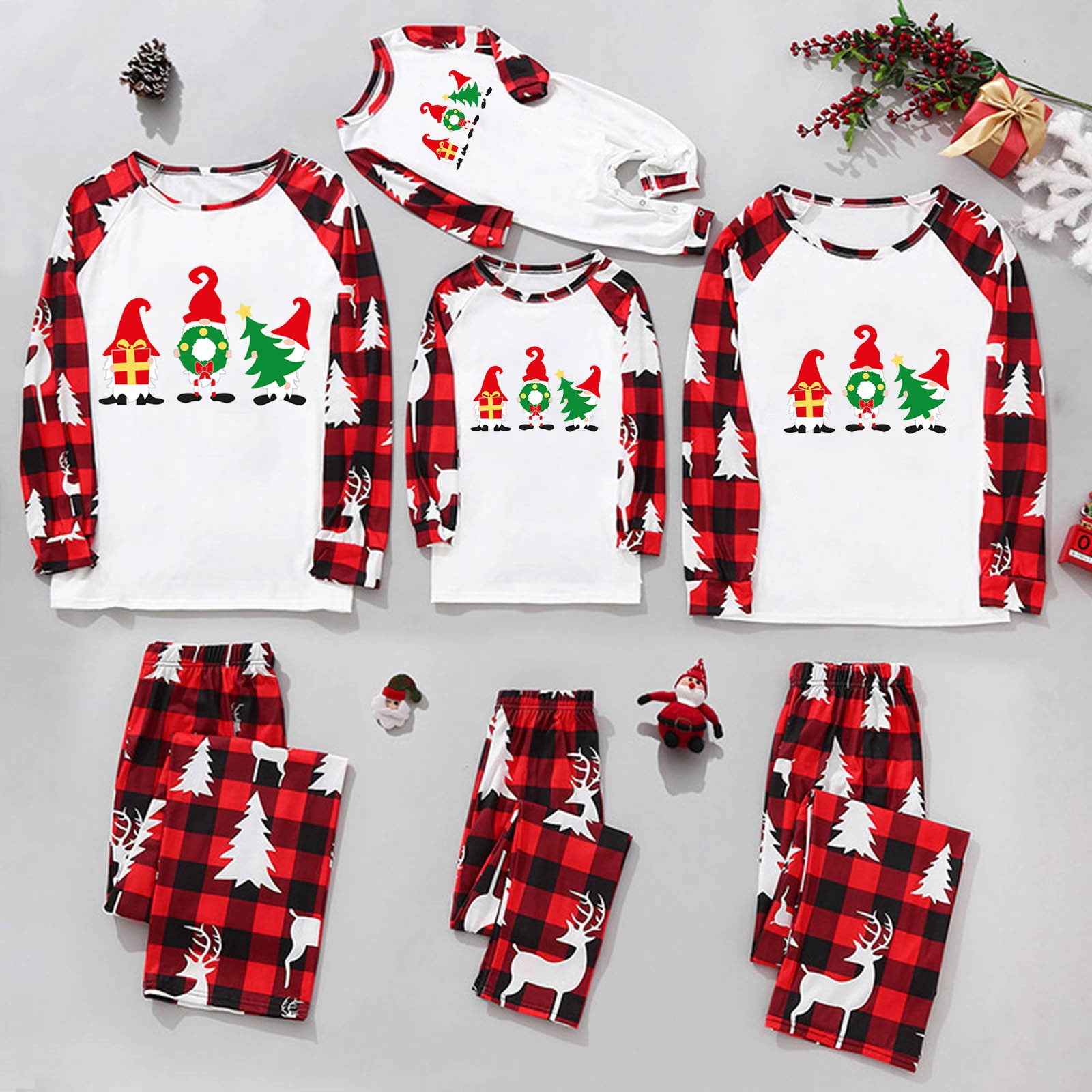 zanvin Christmas Pajamas for Family Family Matching Outfits Xmas Long Sleeve Family Jammies Matching Holiday Pajamas Adult Sizes Wine L