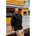 thumbnail image 2 of Olaglory Mens Quarter Zip Pullover Sweaters Casual Slim Fit Long Sleeve Knit Texture Mock Neck Sweaters, Black, 2 of 9