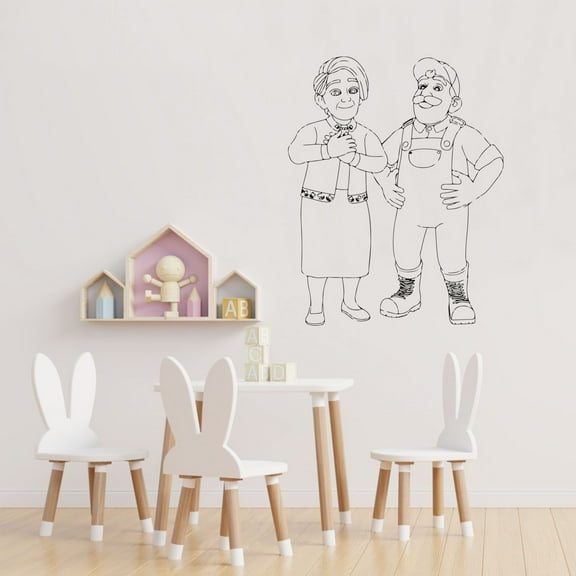 Cocomelon Grandparents Granma And Granpa Happy Cocomelon GrannyVinyl Wall Art Sticker Decal Home Nursery Room Kids Room Study Room Boys Girls Room Cute Wall Décoration Design Décor Size (20x18 inch)
