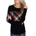 thumbnail image 5 of Femmes à Carreaux Manches Longues Col Rond Tops Femmes Chemise en Vrac Style Col Rond Manches Longues T-shirt Casual Pull Tops, 5 of 5