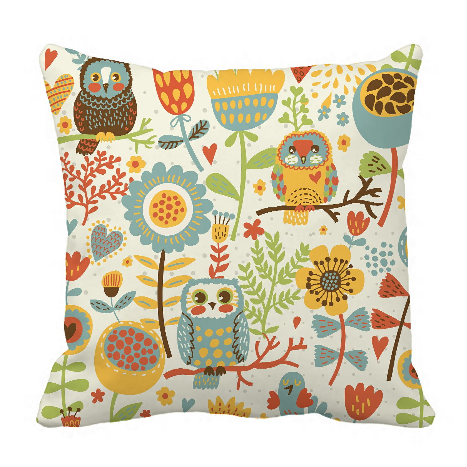 ABPHQTO Cute Colorful Floral Owl And Bird Pillow Case Pillow Cover Pillow Protector Two Sides