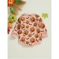 thumbnail image 4 of Wassery Infant Baby Boys Girls Halloween Clothes 6 12 18 24 Months Newborn Jumpsuit Long Sleeve Round Neck Pumpkin Print Bodysuit Pullovers Fall Casual Outfit 0-24M, 4 of 9