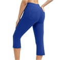 thumbnail image 6 of Cropped Yoga Pants for Women with Pockets, Summer High Waisted Casual Solid Capris Leggings Workout Running Tights, 6 of 6