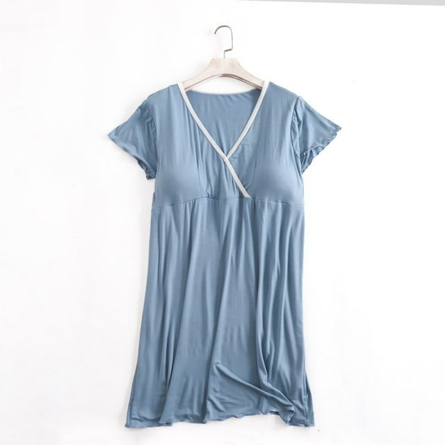 Tidyack ,Prix Réduits,Robe de Maternité Post-Partum, Haut à Manches Courtes, Mélange de Coton Respirant, Coupe Ample, pour Nouvelle Maman, Compatible Allaitement, Tenue Décontractée, Matière Douce, Tenue Quotidienne, Vêtements de Grossesse