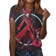 thumbnail image 2 of Hazbin Hotel Camiseta Manga Corta Cuello Redondo Estampada Moda Casual Mujer Negro/L, 2 of 5