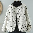 thumbnail image 2 of Lightweight Jackets for Women Cotton Padded Fall Winter Outerwear Retro Polka Dots Print Button up Cardigan Coat (M, White), 2 of 7