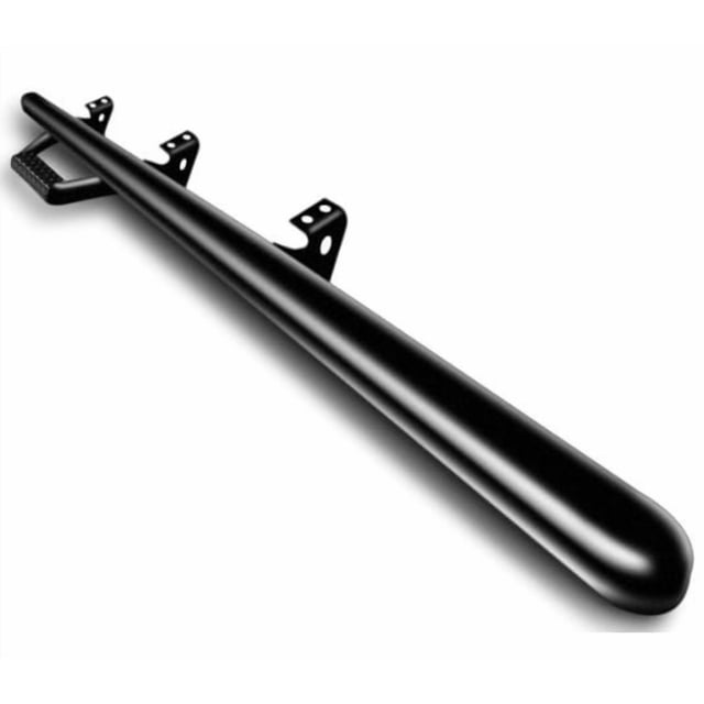 N-Fab Nerf Bar F1755RC-TX Cab Length; With Drop Down Steps; 3 Inch Round Bent; Black Matte Textured Powder Coated; Steel; Without End Caps; Rocker Panel Mount