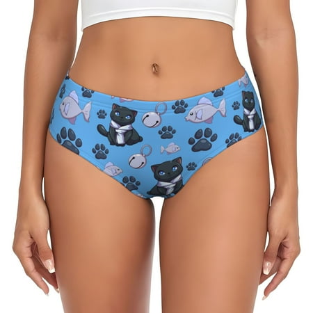 Womens Underwear - Classic Katong Cat Fish Blue No Show Seamless Underwear for Women  Soft Stretch Womens Panties  Hipster Ladies Panties Bikini Underwear Briefs