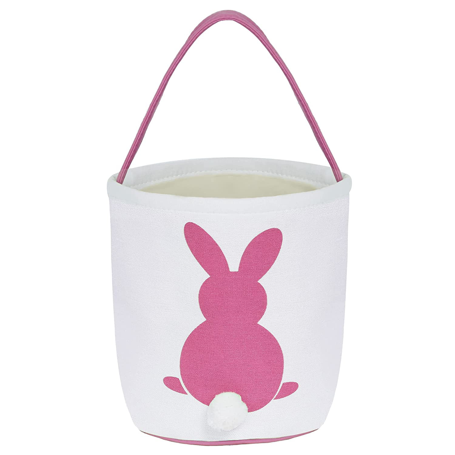 Easter Basket Plain Soft Cloth Bucket Cute Bunny Egg Hunt Canvas Small Collapsible Cheap Bag Gift for Kids Boys Toddlers Baby Infant Bulk Empty 