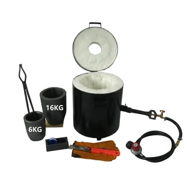 16kg/35lbs Single Burner Propane Smelting Furnace Kit Foundry Casting Furnace with 2 Crucibles Ingot Molds for Melting Metal Glass Aluminum Brass