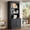 B: Black, variant on Harper & Bright Designs Tall Wood Bookshelf, Bookcases with 2 Glass Doors and Drawers, Storage Bookcase with LED Lighting and Open Shelves, Black