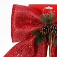 thumbnail image 6 of Christmas Decorative Bow, 9.8 x 11.8in Large Glitter Bow Sparkly Bowknot with Pine Cones for Wreath Garland Treetopper Xmas Tree Ornament Home Wall Door Decor, 6 of 10