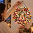thumbnail image 4 of Christmas Diamond Art Kits For Adults Diy Christmas Diamond Painting Wreath Ornament With Led Lights,Pearl Art Hanging Christmas Decorations For Home Decor(9.84"), 4 of 4