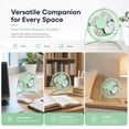 thumbnail image 4 of 4-inch Mini Metal Fan USB Desk Fan Small Personal Air Circulator Fan Portable Electric Table Desktop Fan Rechargeable Travel Fans for Camping Office Room Outdoor Green, 4 of 8
