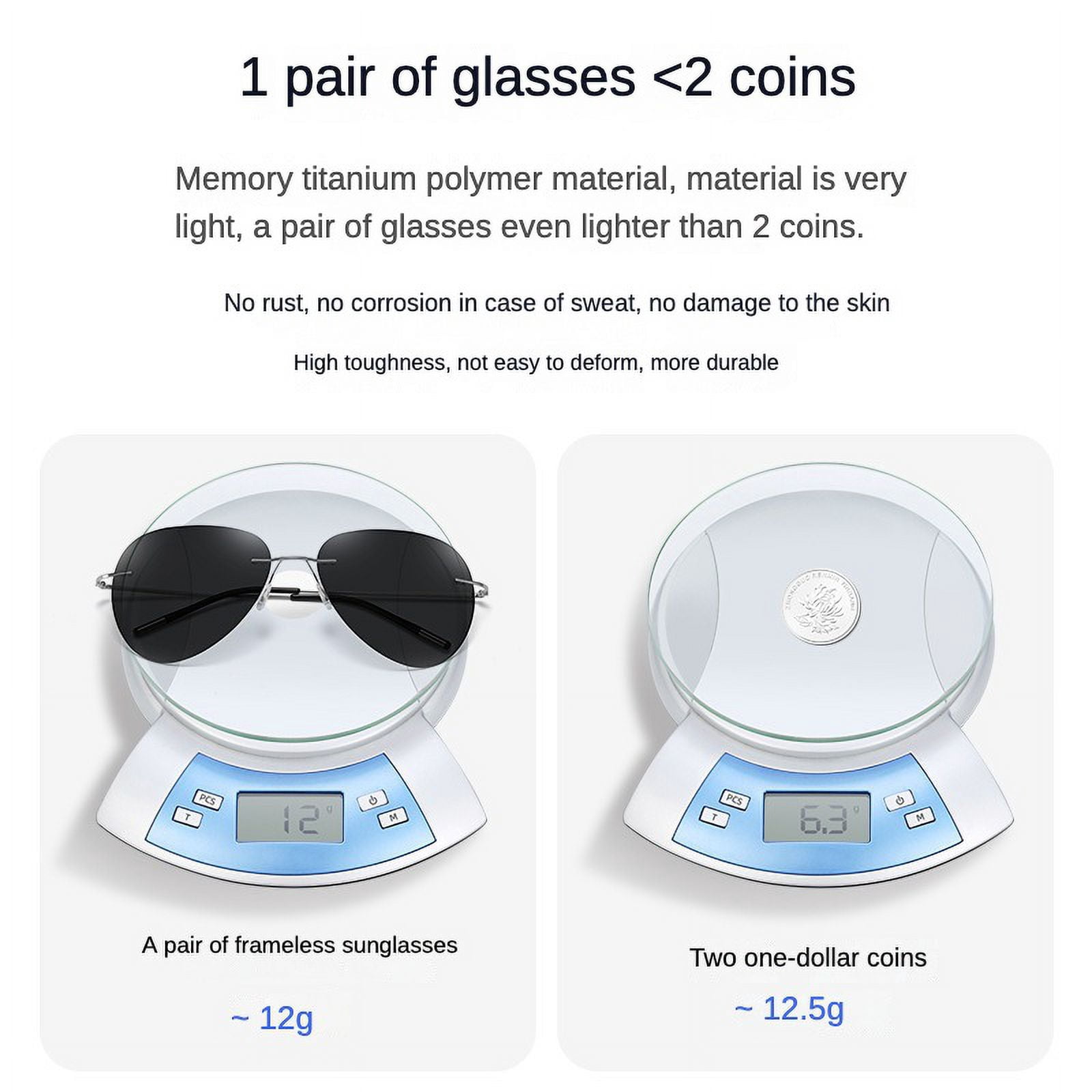 KKTREE Titan Bold Ultra-light Titanium Polarized Frameless Photochromic Sunglasses for Men, Suitable for Driving Day and Night