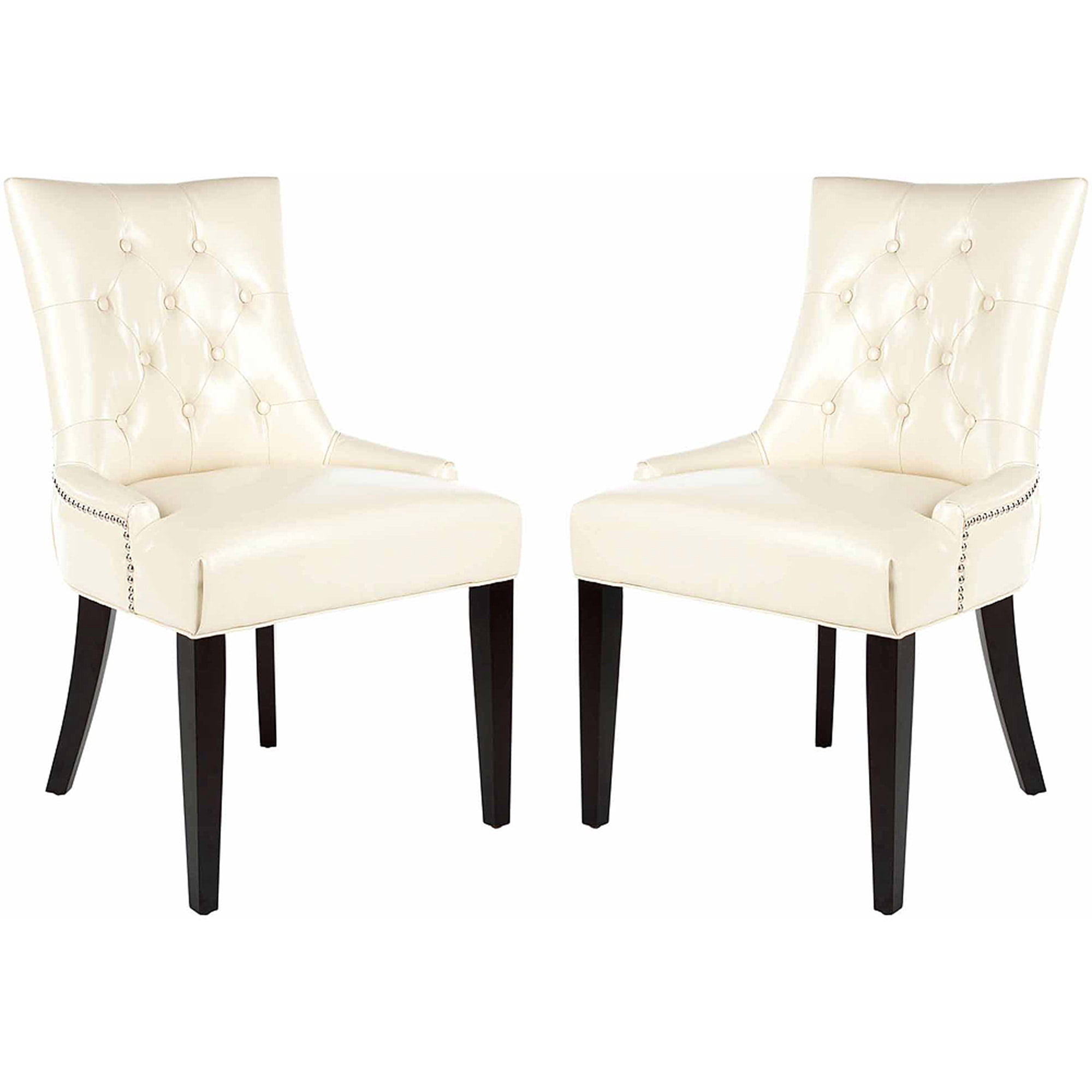 SAFAVIEH Abby 19"H Tufted Side Chair, Flat Cream, Set of 2