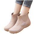 thumbnail image 4 of Women's Ankle Rain Boots Waterproof Non-Slip Round Toe Slip on Short Wellies Comfortable Chelsea Rain Boots for Outdoor Beige 6.5(38), 4 of 9