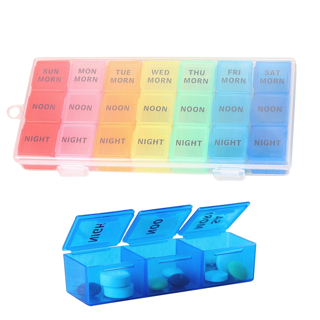 7 Days AM PM Pill Organizer - 2 Times a Day Large Weekly Pills Case ...