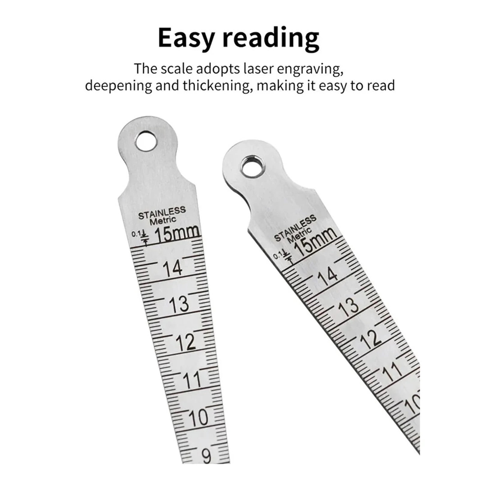 1Pcs Taper Gauge Feeler 1-15mm Stainless Steel Gap Hole Measuring Tool Double Side Wedge Aperture Scale ,Easy Identification