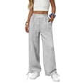 thumbnail image 7 of Girls Sweatpants Kids Drawstring Hem Oversized Pants Teen Girls Wide Leg Baggy Pants Pockets Classic Elastic Waist Trousers, 7 of 7
