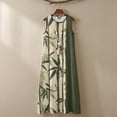 thumbnail image 4 of Xoenoiee Green Leaf Print Women's Boho Maxi Dress Summer Sleeveless Round Neck, Long Flowy Beach Vacation Dresses, Cotton Linen Casual Sundress with Pockets 2026, Size 2XL, 4 of 7