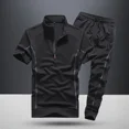 thumbnail image 3 of Conjunto de pantalones deportivos lisos para hombre, conjunto de camiseta y pantalones de nailon negro para hombre, conjuntos de dos piezas coreanos de lujo y elásticos sueltos, talla 5xl y xl, 3 of 5