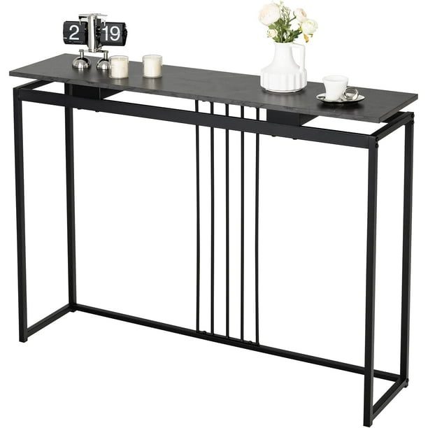 BSL 48” Narrow Console Table, Modern Entryway Table with Faux Marble