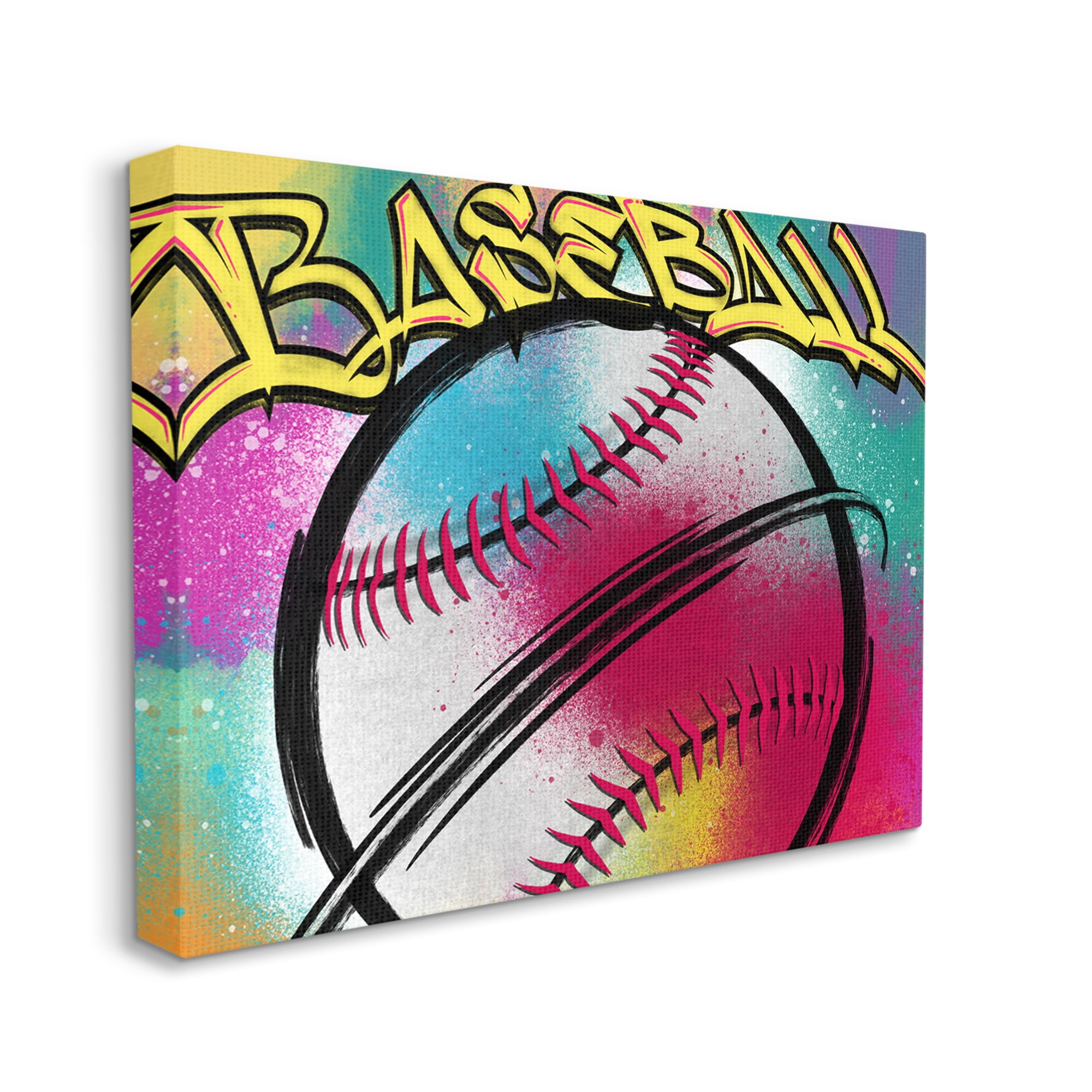 Stupell Industries Urban Sports Baseball Abstract Painting Gallery Wrapped Canvas Art Print Wall Art, 40 x 30