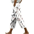 thumbnail image 3 of QATAINLAV Womens Capris Pants 2025 Summer Casual Drawstring Elastic High Waist Beach Pants Fashion Print Wide Leg Cropped Trousers Multicolor M Mother's Day Gifts, 3 of 6
