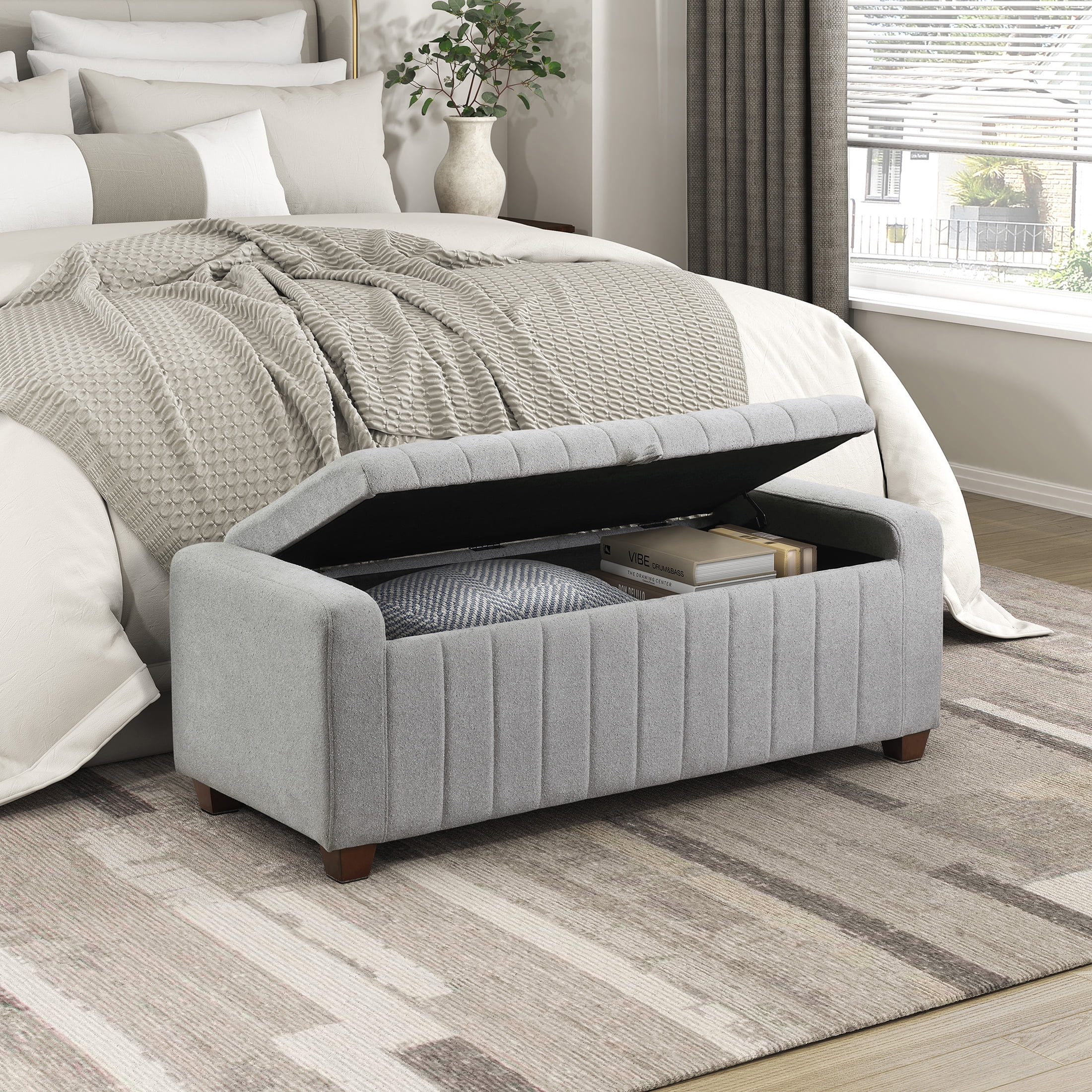 OakvillePark Millbranch Boucle Lift Top Storage Bench, Gray