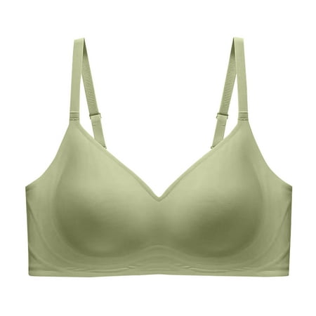 Gnurob Smooth Wireless Bras for Women Push Up Bralettes Seamless Supportive Bra Comfort Raceback Brassiere Full Coverage Bralette No Underwire Underwear Clearance Saving Green Medium
