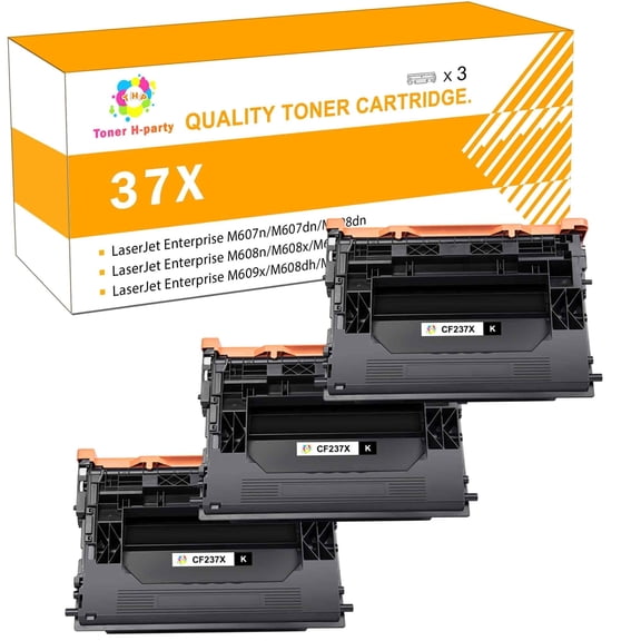 Compatible for HP 37A Toner Cartridge for 37X CF237X 37A CF237A for Use with LaserJet Enterprise M608dn M608n M609dn M609x MFP M632h M632fht M631z M633fh M631dn MFP M631h (Black,3-Pack)