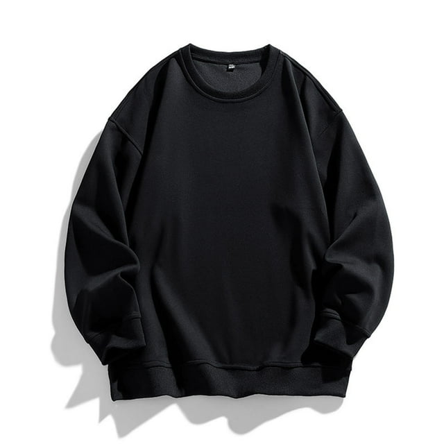 AherBiu Chandails en Molleton pour Hommes Col Rond Léger Chandail Décontracté Automne Hiver Couleur Unie Classique Gym Entraînement Athlétique Course