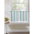 thumbnail image 3 of Teal Grey Stripe Half Window Curtains 24 Inches Long, Modern Farmhouse Vertical Striped Window Treatment Curtain Drapes, Short Curtains Tiers for Kitchen Over Sink, 27.5"x24", 2 Panels, 3 of 7