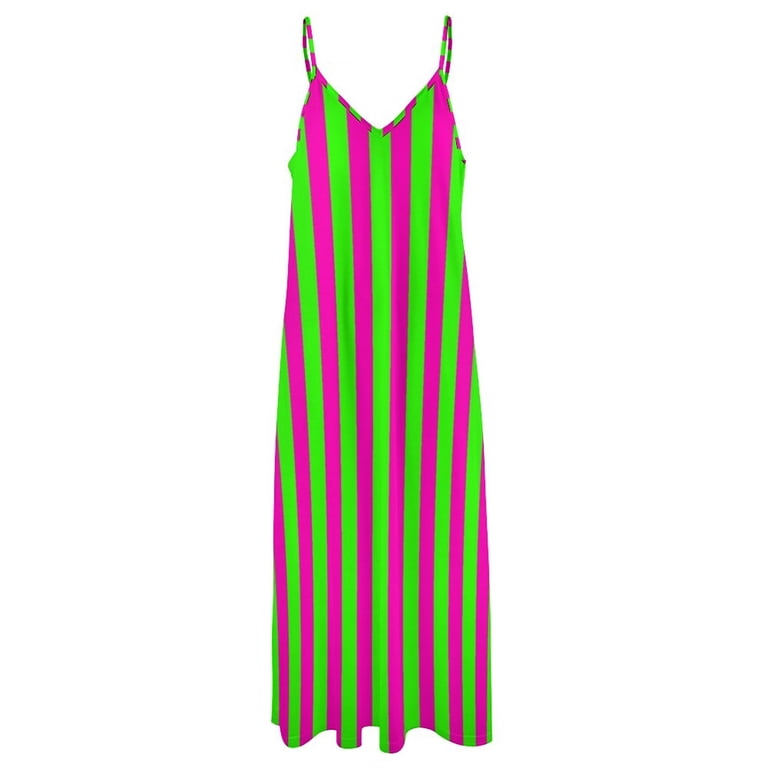 Neon Green and Pink Vertical Stripes Sleeveless Dress party dress women elegant luxury party dresses woman - Walmart.com Neon Green and Pink Vertical Stripes Sleeveless Dress party dress women elegant luxury party dresses woman - Walmart.com