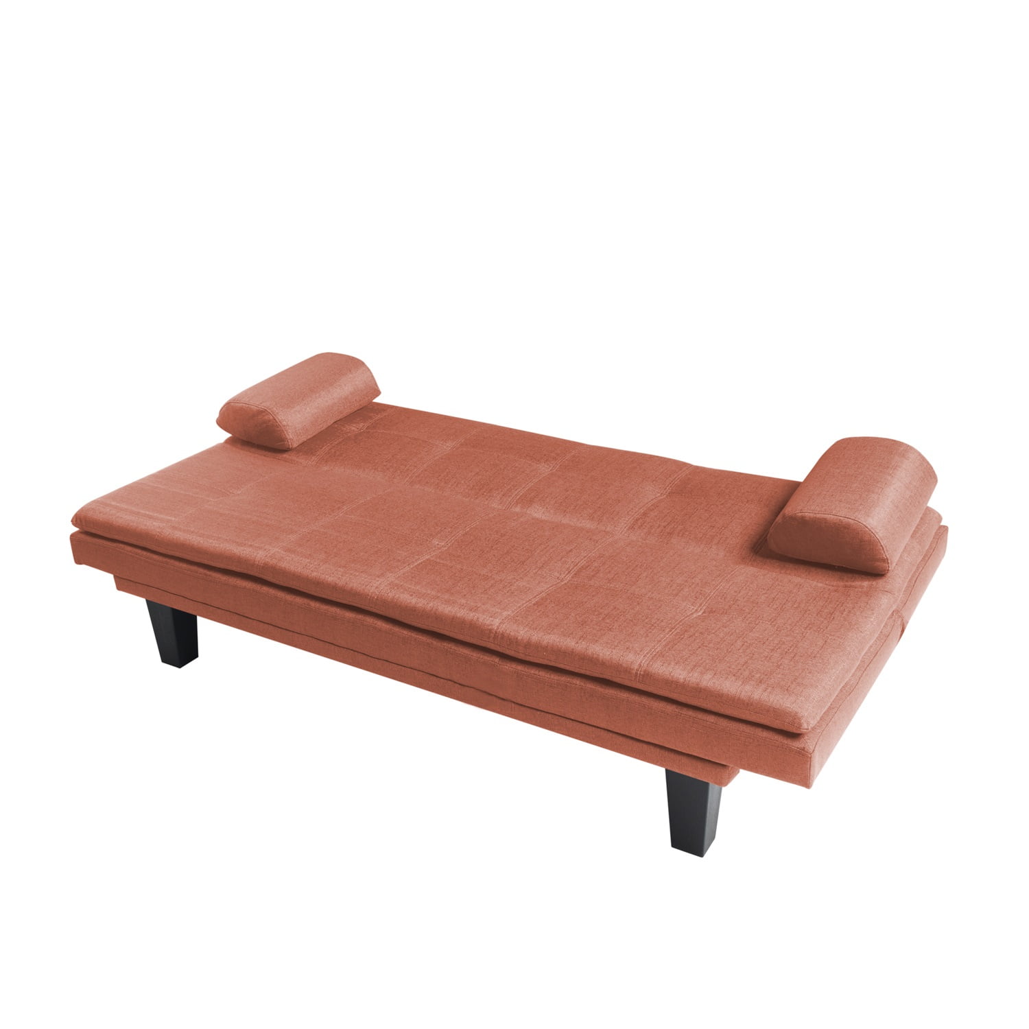 Kadyn 63.4" Futon Sofa bed, Polyester Upholstered Sofa Futon with 2 arm cushions, Modern Futon Sofa for apartment, Orange Kadyn 63.4" Futon Sofa bed, Polyester Upholstered Sofa Futon with 2 arm cushions, Modern Futon Sofa for apartment, Orange